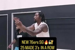 三分25连中！76人得分后卫考德威尔波普的训练师发布视频！